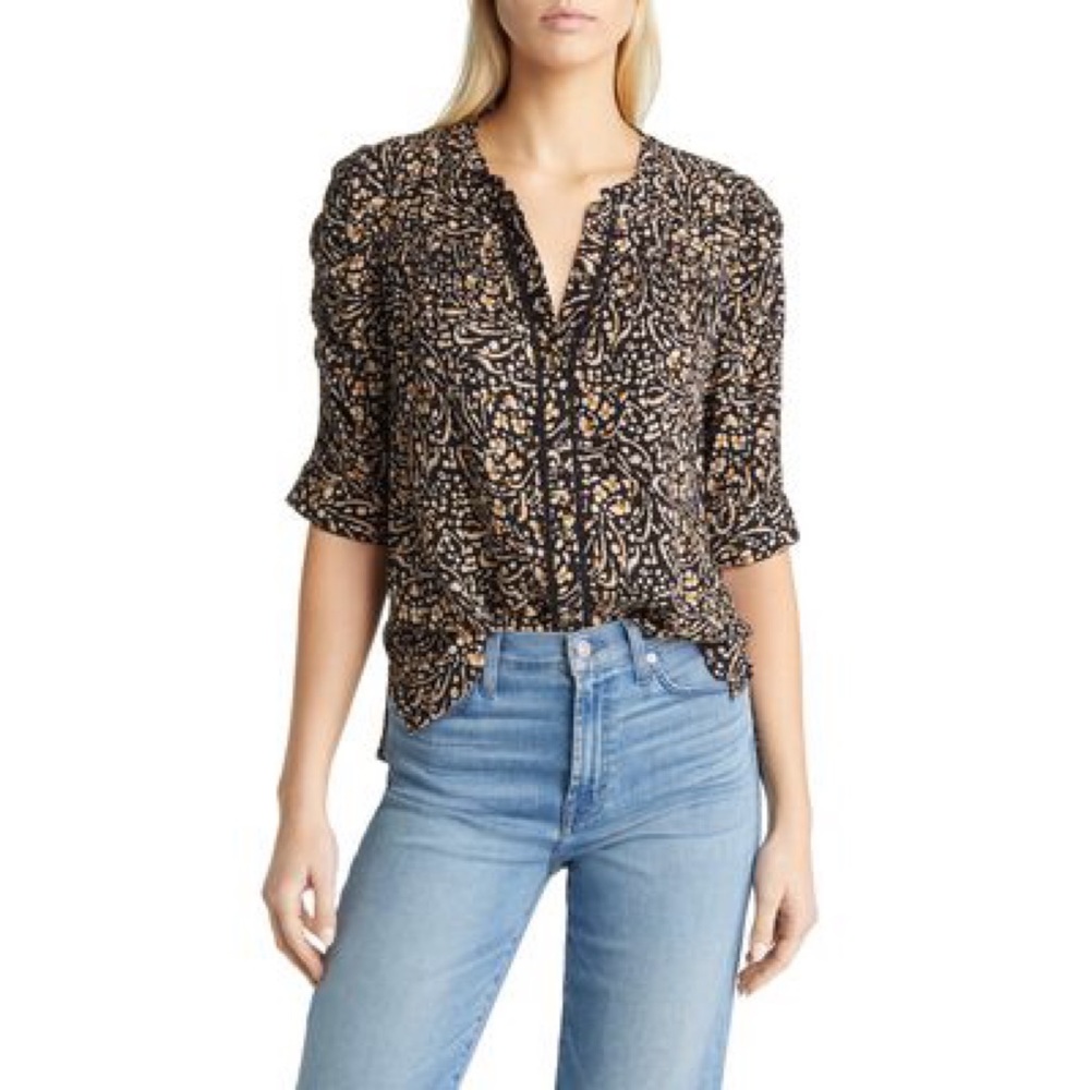WIT & WISDOM PRINT SMOCKED BLOUSE ❤️IN STORES❤️ NWT